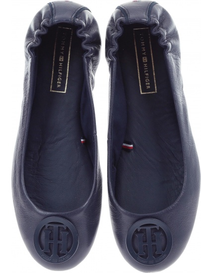 Baleriny Tommy Hilfiger FLEXIBLE LEATHER BAL TOMMY NAVY -
