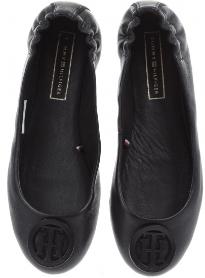 Balerinki Tommy Hilfiger FLEXIBLE LEATHER BAL BLACK - Baleriny