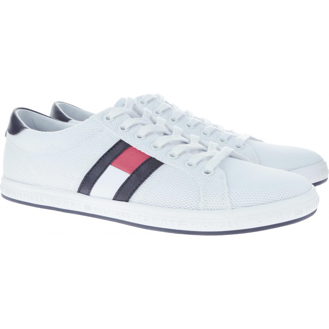 Białe półbuty Tommy Hilfiger ESSENTIAL FLAG DETAIL WHITE -