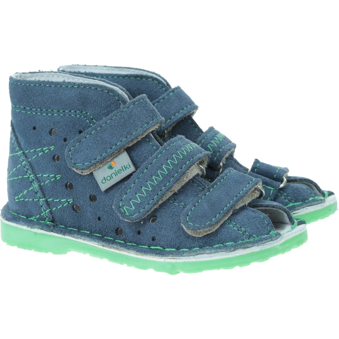 Obuwie Profilaktyczne DANIELKI Jeans Fluo Green - Domowe