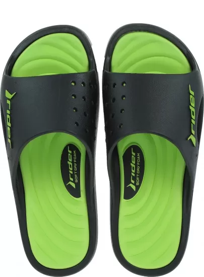 Klapki Rider 82566 20534 Bay VIII AD Black/Green - Klapki