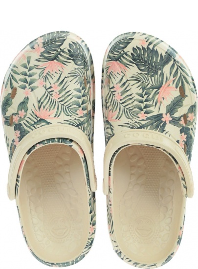Lekkie Klapki COQUI Tina Printed 1353 Beige Tropical - Klapki