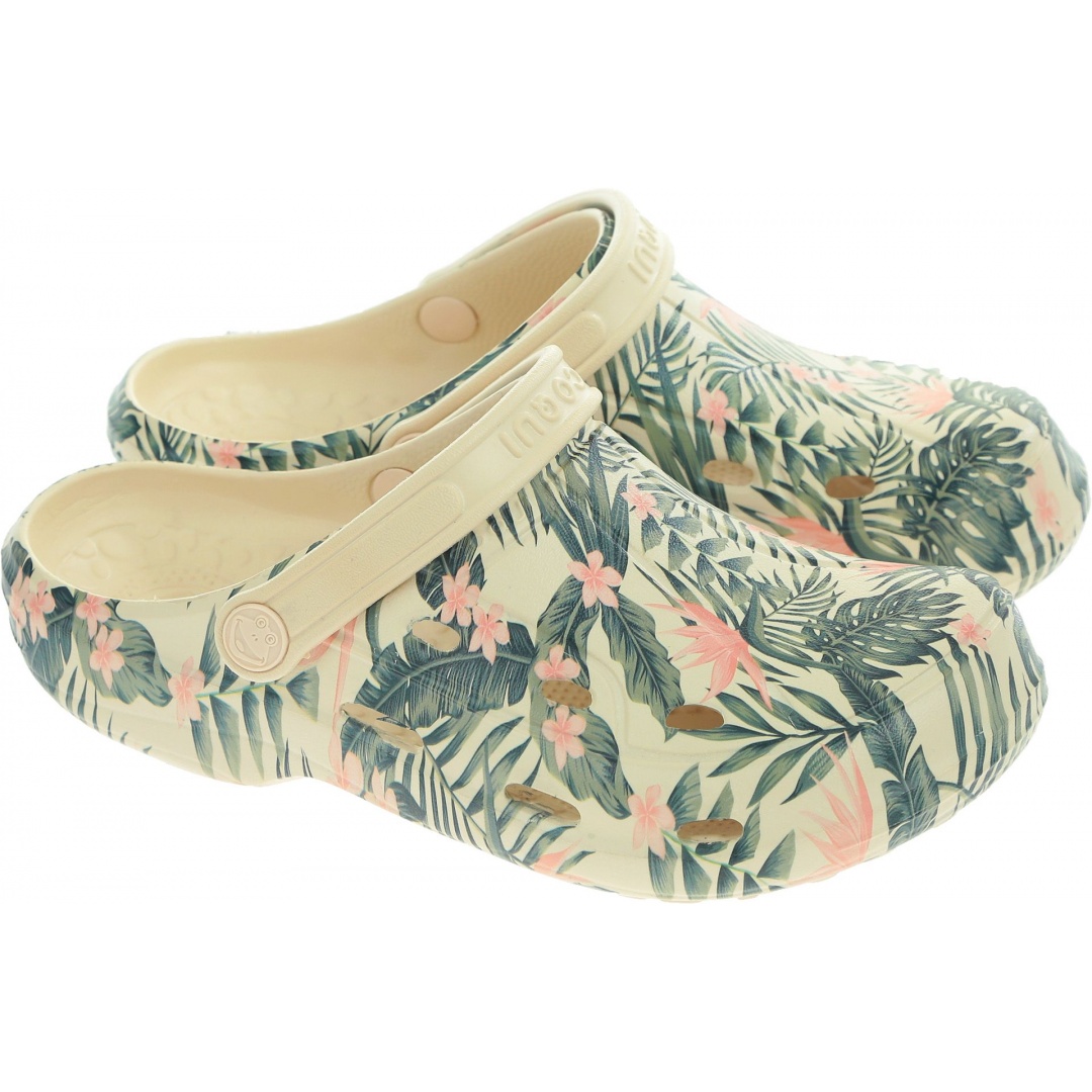 Lekkie Klapki COQUI Tina Printed 1353 Beige Tropical - Klapki