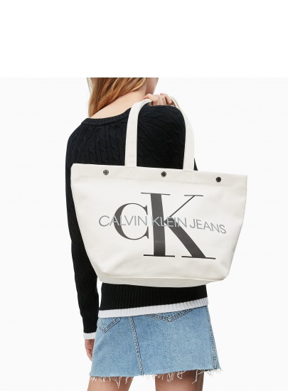 Biała Torba CALVIN KLEIN JEANS CANVAS K60K605310 102 - Na ramię