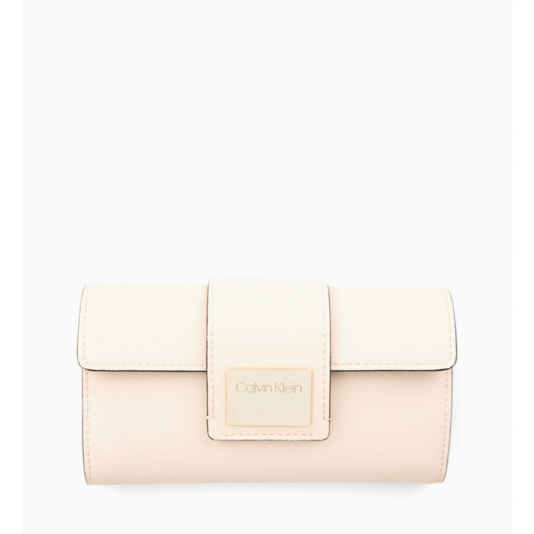 Beżowy Portfel CALVIN KLEIN CK Lock LRG Trifold K60K605099 064