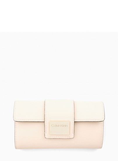 Beżowy Portfel CALVIN KLEIN CK Lock LRG Trifold K60K605099 064