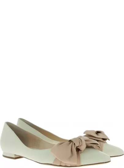 Beżowe Balerinki z kokardą HOGL 7-10 0040 ivory/nude - Baleriny