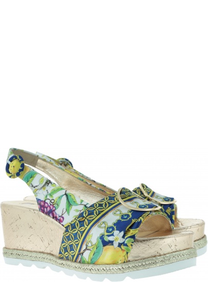 Kolorowe Sandały HOGL 7-10 3226 blue/multi - Koturny