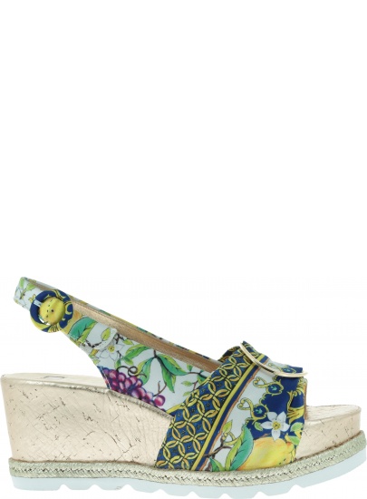 Kolorowe Sandały HOGL 7-10 3226 blue/multi - Koturny