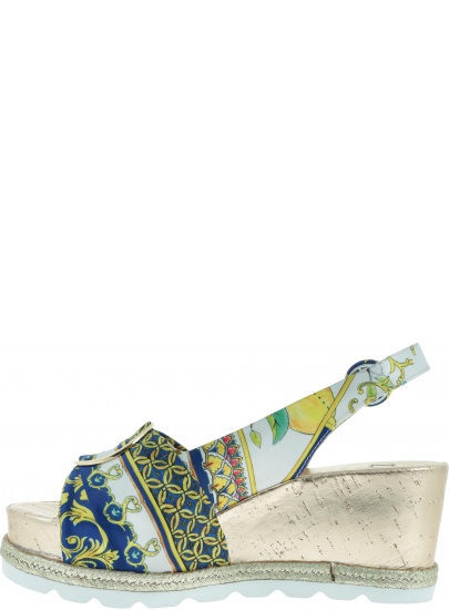 Kolorowe Sandały HOGL 7-10 3226 blue/multi - Koturny