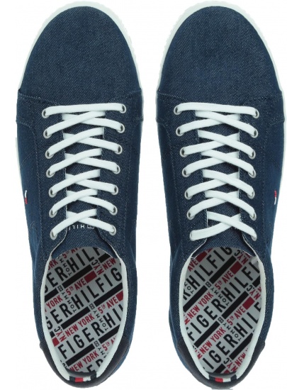 Denimowe Trampki Tommy Hilfiger ESSENTIAL LONG LACE MIDNIGHT FM0FM00473 403