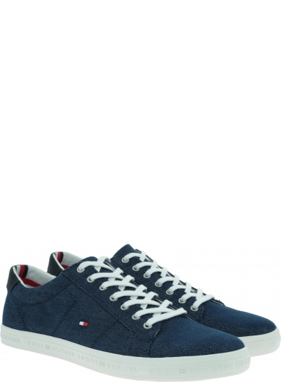 Denimowe Trampki Tommy Hilfiger ESSENTIAL LONG LACE MIDNIGHT FM0FM00473 403