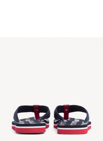 Granatowe Japonki Tommy Hilfiger Flat Beach Sandal Embossed FW0FW03889 403