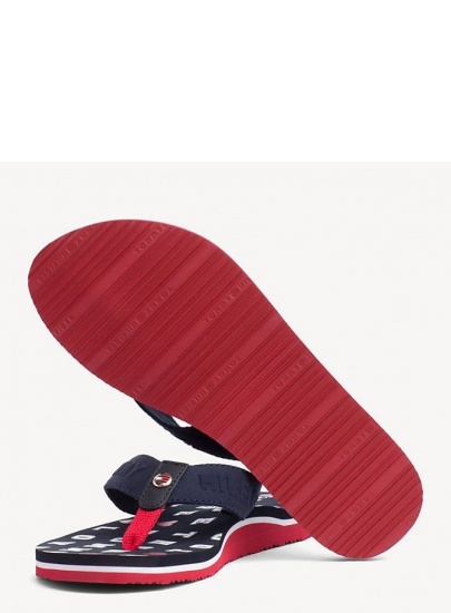 Granatowe Japonki Tommy Hilfiger Flat Beach Sandal Embossed FW0FW03889 403