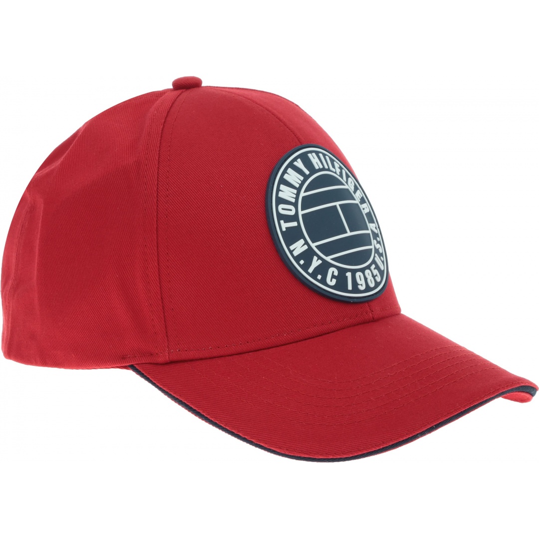 Czerwona Czapka TOMMY HILFIGER Round Patch Cap AM0AM04503 659