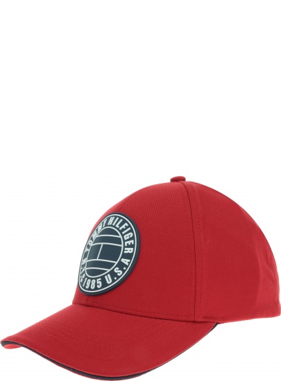 Czerwona Czapka TOMMY HILFIGER Round Patch Cap AM0AM04503 659