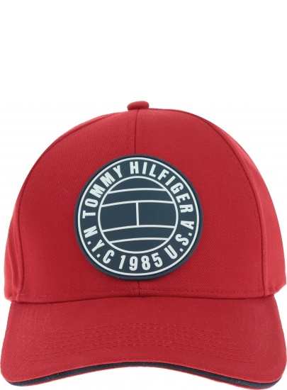 Czerwona Czapka TOMMY HILFIGER Round Patch Cap AM0AM04503 659
