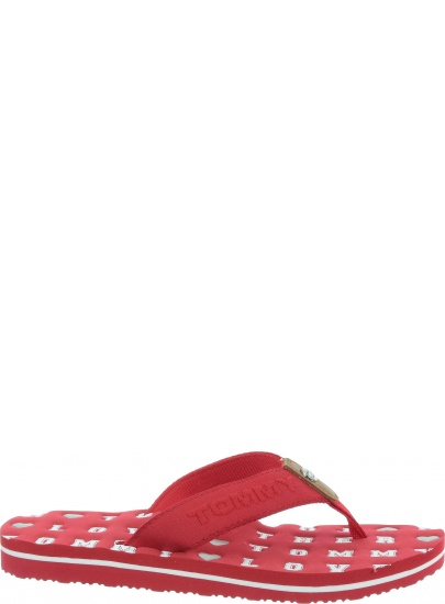 Czerwone Japonki Tommy Hilfiger Flat Beach Sandal Embossed FW0FW03889 611