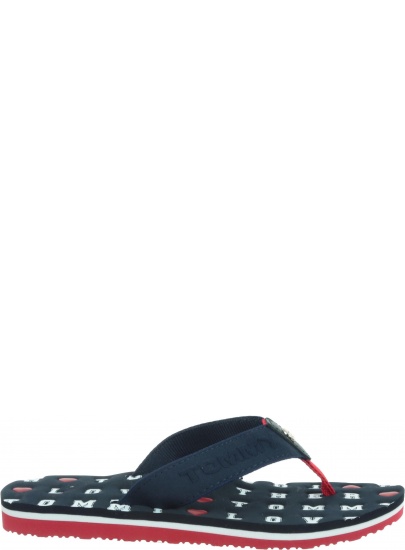 Granatowe Japonki Tommy Hilfiger Flat Beach Sandal Embossed FW0FW03889 403