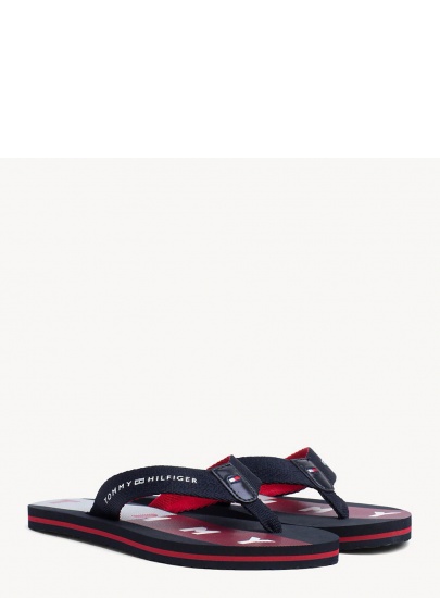 Granatowe Japonki Tommy Hilfiger Flat Beach Sandal Flag Print FW0FW03885