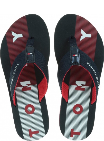Granatowe Japonki Tommy Hilfiger Flat Beach Sandal Flag Print FW0FW03885