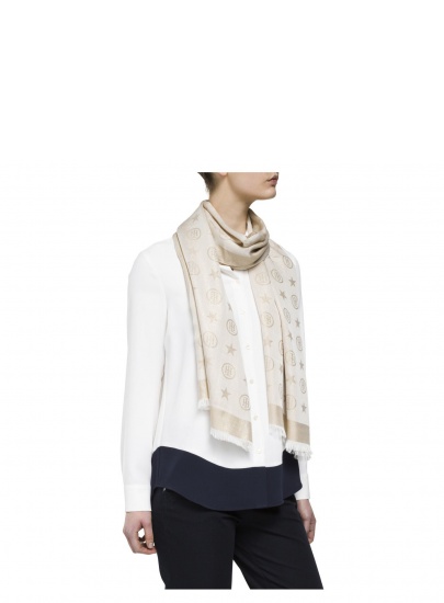 Beżowa Chusta TOMMY HILFIGER FLAG LOGO GLITTER WARM SAND AW0AW06635 271