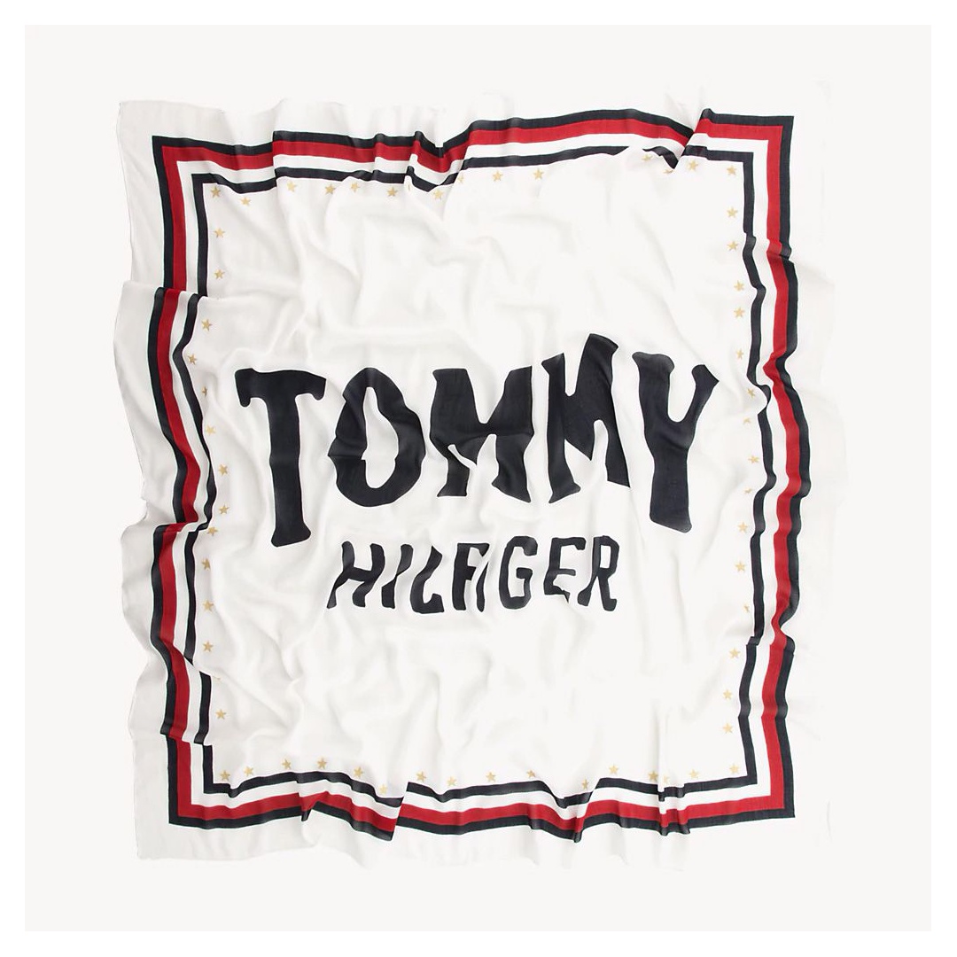 Biała Chusta Tommy Hilfiger Bold Tommy Square AW0AW06595 104