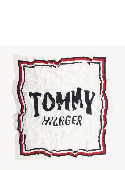 Biała Chusta Tommy Hilfiger Bold Tommy Square AW0AW06595 104