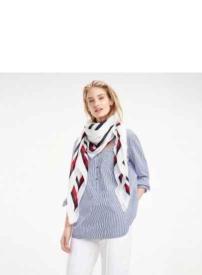Biała Chusta Tommy Hilfiger Bold Tommy Square AW0AW06595 104