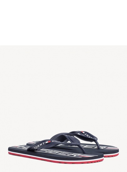 Granatowe Japonki TOMMY HILFIGER Heritage Print Beach FM0FM02232 403