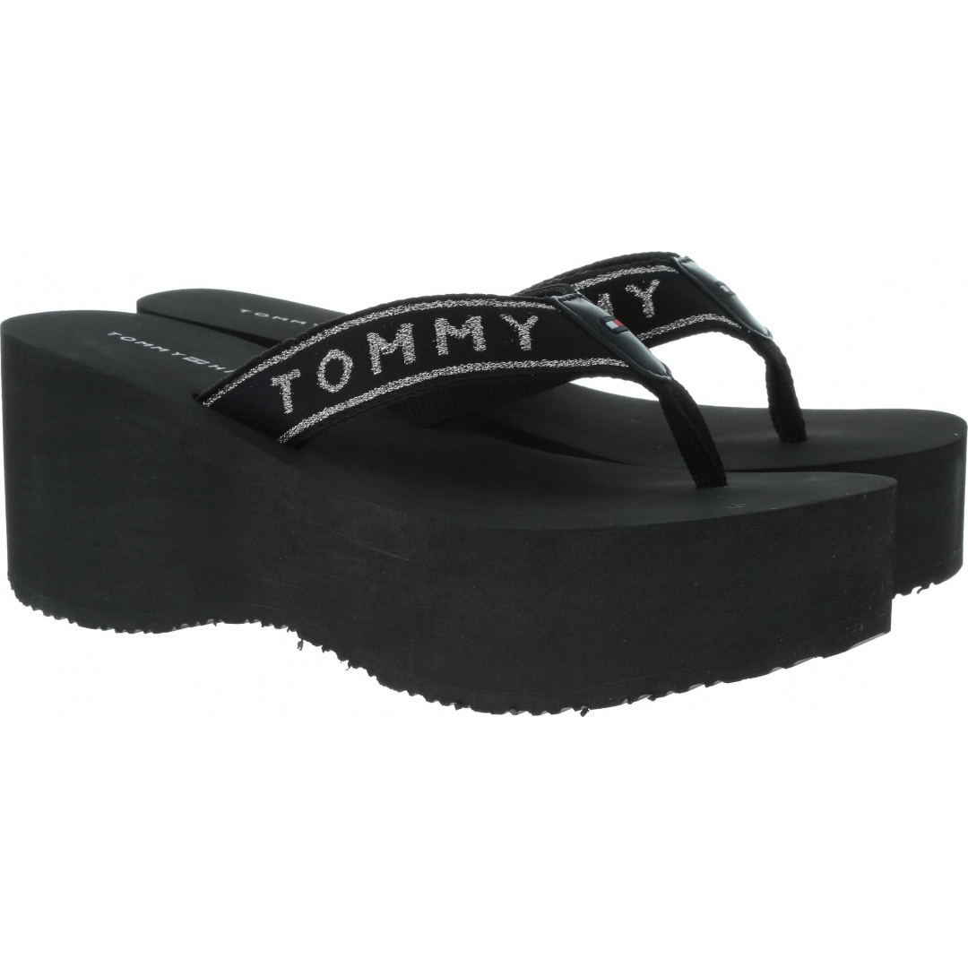 Czarne Japonki TOMMY HILFIGER Tommy Retro High Bea FW0FW03871 990