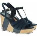Granatowe Espadryle TOMMY HILFIGER Printed Wedge Sandal FW0FW03934 403
