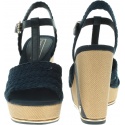 Granatowe Espadryle TOMMY HILFIGER Printed Wedge Sandal FW0FW03934 403
