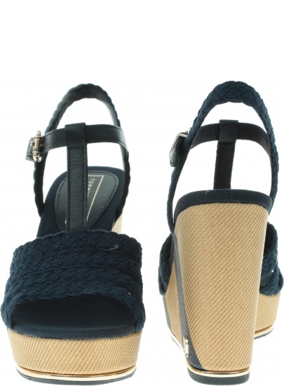 Granatowe Espadryle TOMMY HILFIGER Printed Wedge Sandal FW0FW03934 403
