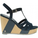 Granatowe Espadryle TOMMY HILFIGER Printed Wedge Sandal FW0FW03934 403