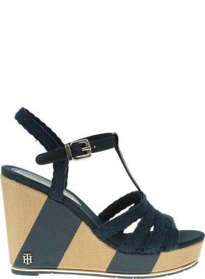 Granatowe Espadryle TOMMY HILFIGER Printed Wedge Sandal FW0FW03934 403