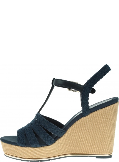 Granatowe Espadryle TOMMY HILFIGER Printed Wedge Sandal FW0FW03934 403
