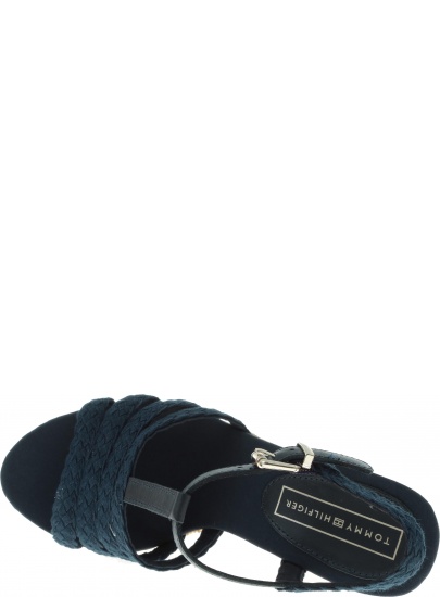 Granatowe Espadryle TOMMY HILFIGER Printed Wedge Sandal FW0FW03934 403
