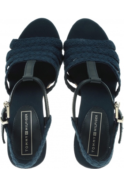 Granatowe Espadryle TOMMY HILFIGER Printed Wedge Sandal FW0FW03934 403