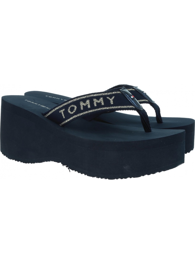 Granatowe Japonki TOMMY HILFIGER Tommy Retro High Bea FW0FW03871 403 Granatowe Japonki TOMMY HILFIGER Tommy Retro High Bea FW0FW03871 403
