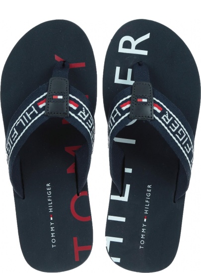 Granatowe Japonki TOMMY HILFIGER Seasonal Stripe Beach FM0FM02075 403