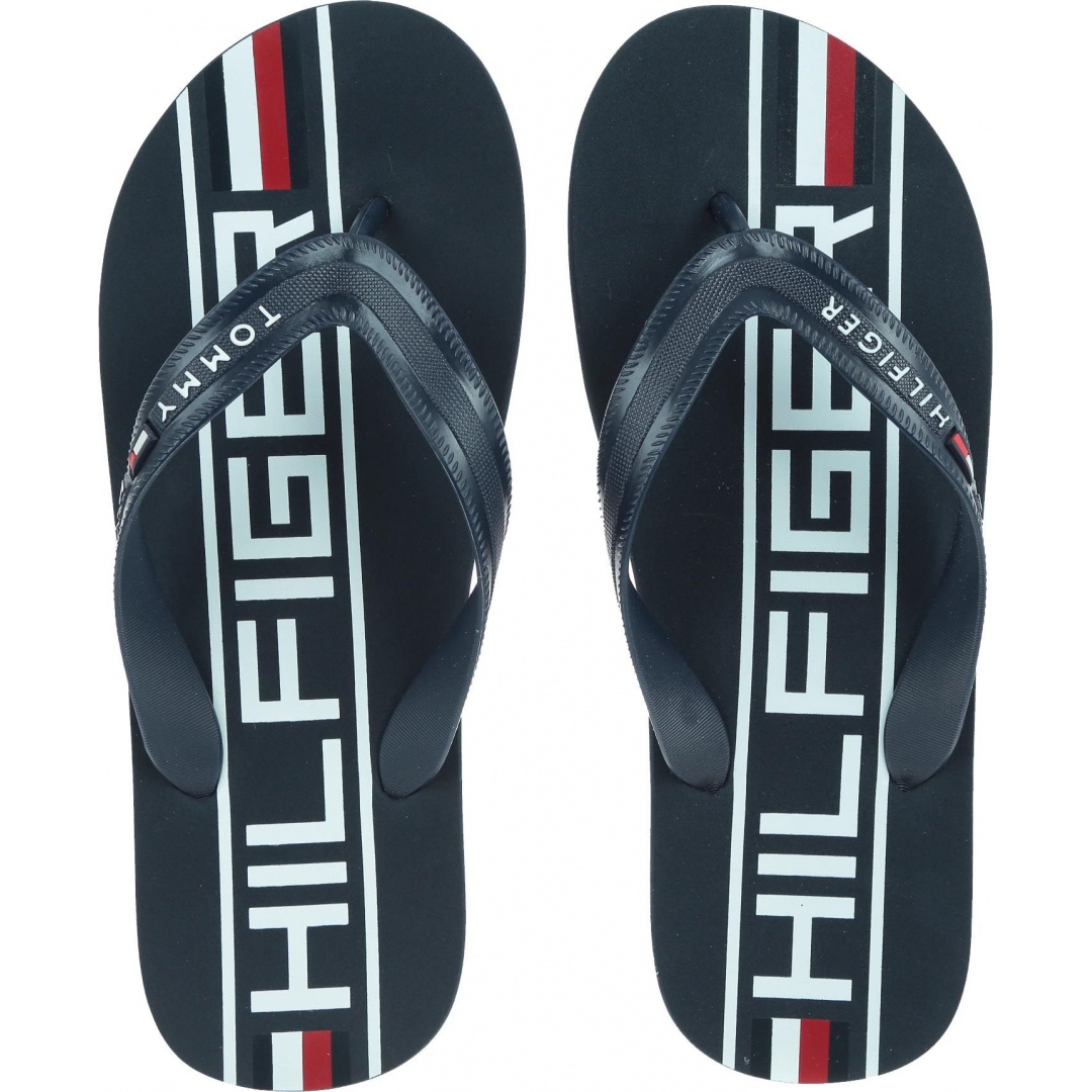 Granatowe Japonki TOMMY HILFIGER Heritage Print Beach FM0FM02232 403