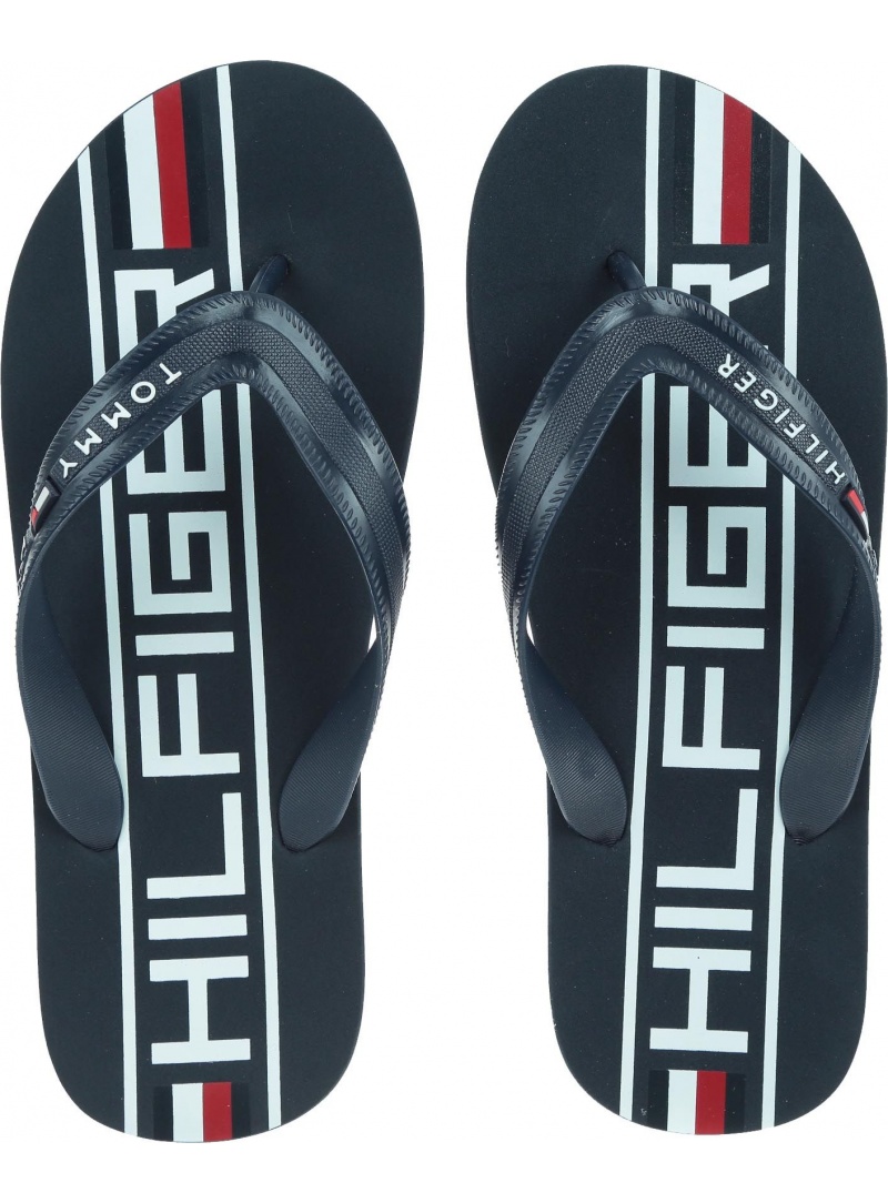 Granatowe Japonki TOMMY HILFIGER Heritage Print Beach FM0FM02232 403