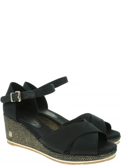 Czarne Espadryle TOMMY HILFIGER Feminine Mid Wedge S FW0FW04077 990