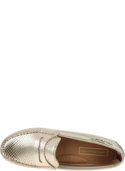 Złote Mokasyny TOMMY HILFIGER Snake Pattern Moccas FW0FW04063 716