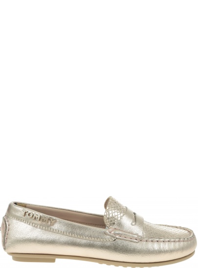 Złote Mokasyny TOMMY HILFIGER Snake Pattern Moccas FW0FW04063 716