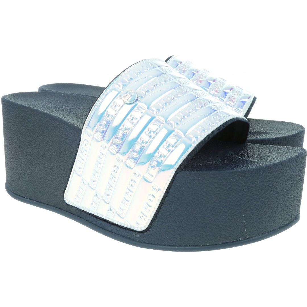 Granatowe Klapki TOMMY HILFIGER High Pool Slide Shin FW0FW04059 403