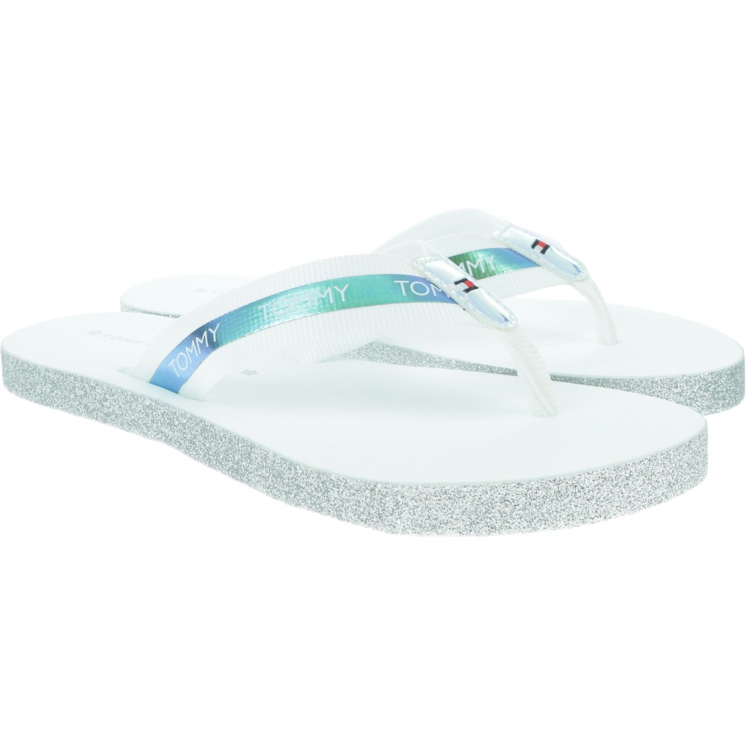 Białe Japonki TOMMY HILFIGER Flat Beach Sandal Ir FW0FW04016 100