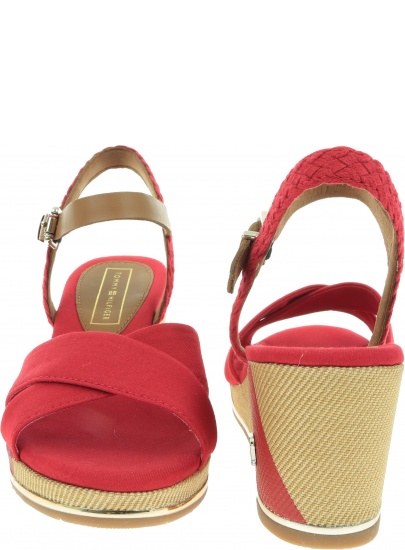 Czerwone Koturny TOMMY HILFIGER Printed Mid Wedge Sa FW0FW03933 611