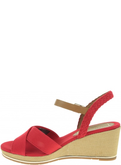 Czerwone Koturny TOMMY HILFIGER Printed Mid Wedge Sa FW0FW03933 611